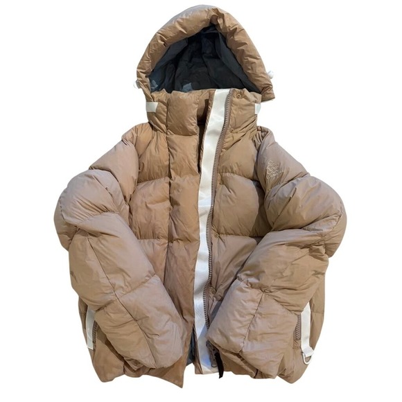 iDomosee Jackets & Blazers - iDomosee Tan Hooded Puffer Jacket White Duck Down Fill Winter Coat Small